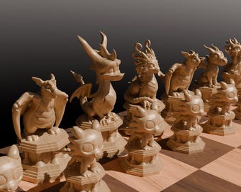 Drachen-Schachspiel: 3D-Modell STL-Datei (Digitaler Download)