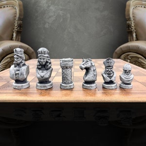 Metal Greek Roma Knight Chess Set With Chess Board Chevalier Chess Set | Customizations Available