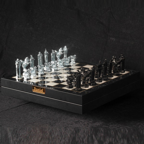 Heavy Metal Harr Pot Wizard Chess Set With Chessboard Wizard Chess Set | Custom Color Selection