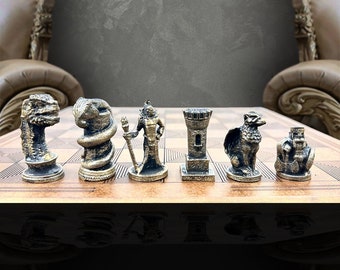 Heavy Metal Dragon Characters Chess Set With Chessboard  Dragon Figure Chess Set | Customizations Available