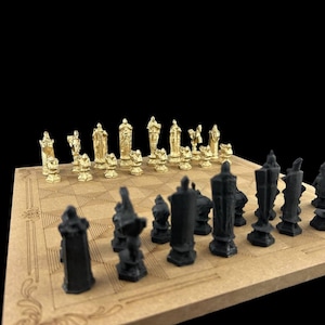 Heavy Metal Wizard Chess Set With Chessboard Wizard Chess Set | Custom Color Selection