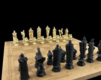 Heavy Metal Wizard Chess Set With Chessboard Wizard Chess Set | Custom Color Selection