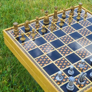 Premium  Hand Crafted Chess Set with Chessboard - Personalized Name Plate Selection Available