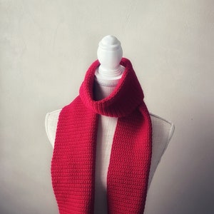 Handmade Red Knit Scarf in Pure Wool