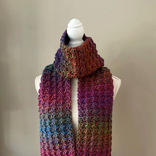 Chunky Handmade Crochet Multicolor Scarf