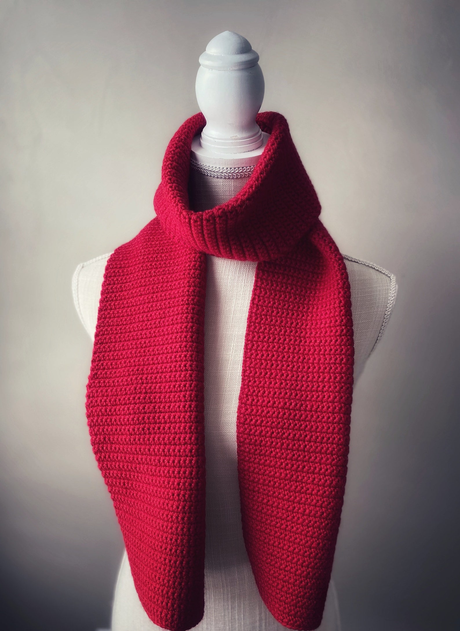 Handmade Red Knit Scarf in Pure Wool Etsy