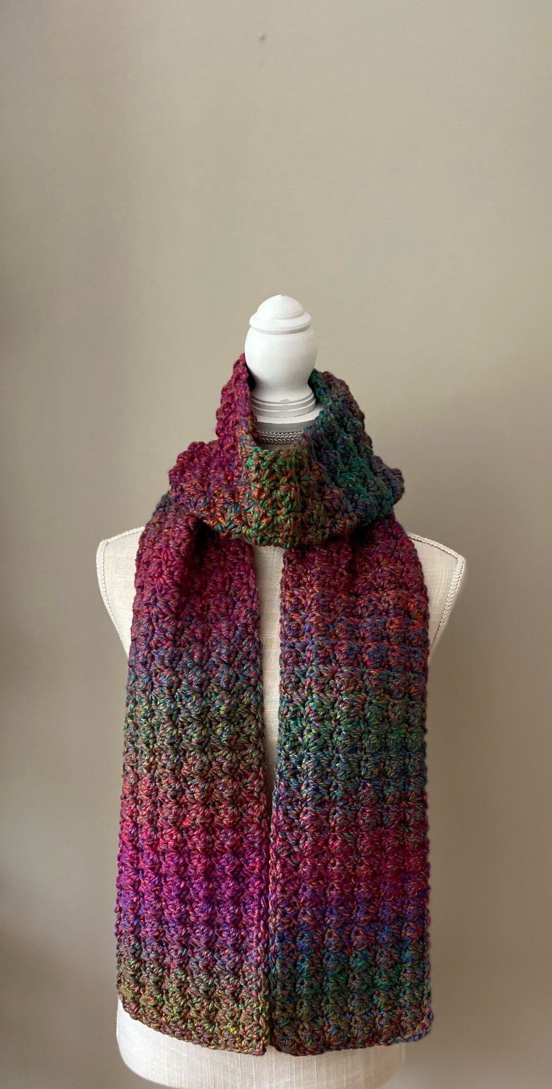 Chunky Handmade Crochet Multicolor Scarf - Etsy