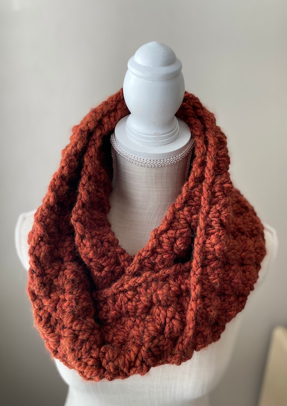 crochet infinity wrap white circle scarves multi color acrylic wool blend scarf orange brown gift for ladies