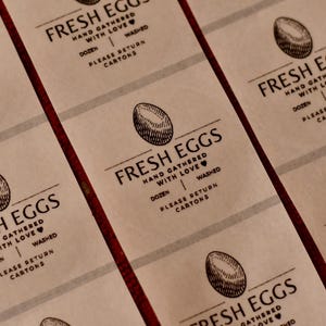 Egg Carton Labels, Farm Fresh Eggs, Vintage Style Chicken Eggs for Sale Stickers, Farmer's Market Tags, Clear Round Stickers, 20 Stickers