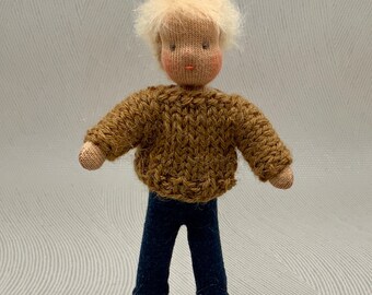 Flexible doll boy 13 cm Waldorf style No.2908