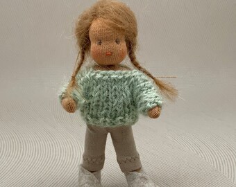 Flexible doll girl 11 cm Waldorf style No.2905