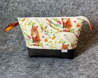 Open wide Wedge Knitting Bag, Fox Knitting Bag