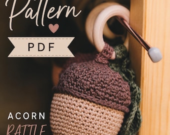 acorn crochet pattern rattle baby gift crochet pattern woodland theme baby shower gift crochet pattern autumn baby toy diy