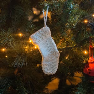 personalized Christmas stocking decoration cream custom tree ornament crochet Christmas stocking personalized letter babies first christmas