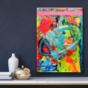 Brightly colored picture - Abstract painting - 50 x 70 cm - Acrylic painting - Colorful art - colorful art - including frame - Cocoon