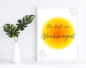 Typography poster, wall poster with quote, poster with affirmation, positive message, lucky magnet, aura poster, wall decoration color gradient