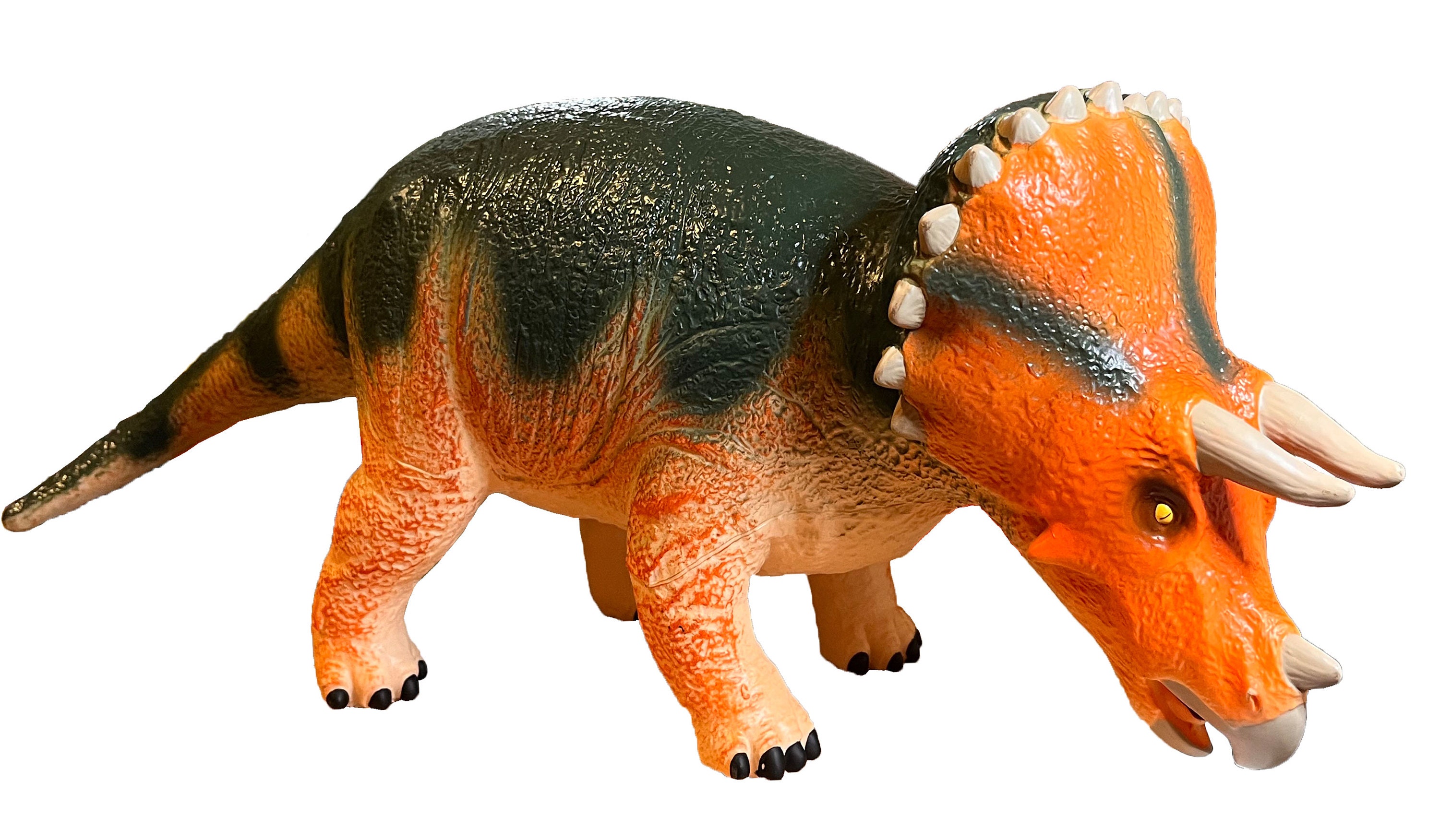 Grand jouet de dinosaure tricératops, caoutchouc doux rembourré