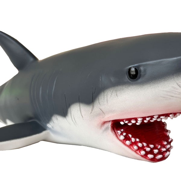 Large Soft Rubber White Shark Toys Sea Animals Easter Present Party Gift for Boys Girls Kids Toddlers and Beach Fun 21"