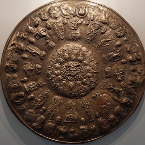 Decorative Art Wall Panel Antique Plot Copper Silver Plating 17&quot;(43cm)