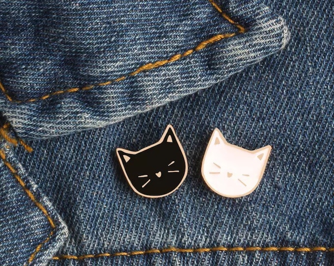 Tiny cat face enamel pin for cat lovers gifts for her gifts for him