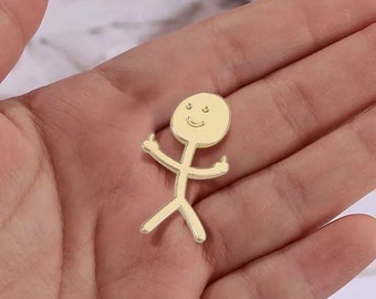 Enamel pin gold middle finger stick man funny pins gifts for teens funny gifts for her funny gifts for him