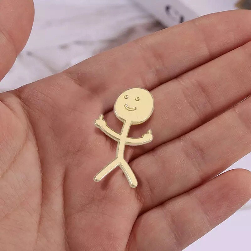 Enamel pin gold middle finger stick man funny pins gifts for teens funny  gifts for her funny gifts for him