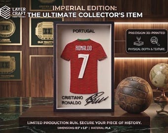 3D Printed Portugal Ronaldo Jersey Frame • CR7 Wall Art • Ronaldo Gift • Portugal Football Decor • 8.5x5.5 Collectible Display
