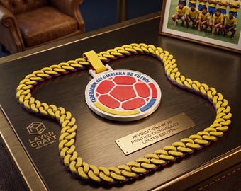 Colombia World Cup Necklace • 3D Printed Colombian Football Pendant • World Cup Jewelry • Colombia Gift • Fan Chain