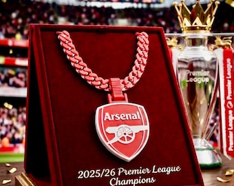 Arsenal FC 3D Printed Pendant & Chain – Red PLA Football Necklace – Gunners Fan Gift – Handmade Soccer Jewelry for Supporters- Champions