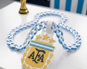 Argentina World Cup Triple‑Star Necklace — 3D Printed Fan Jewelry | World Champions Edition | AFA Crest Pendant | Football Gift