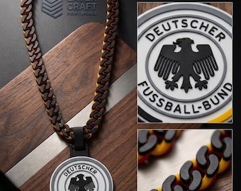 Germany World Cup DFB 3D Printed Necklace & Pendant – Black Red Yellow Football Chain – Handmade Soccer Jewelry – Fan Gift Inspired Müller