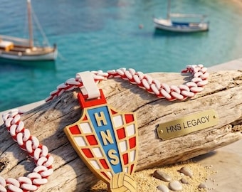 Croatia World Cup Necklace • 3D Printed HNS Pendant • Croatian Gift • Red & White Checkered Shield • Croatia Jewelry • Supporter Necklace