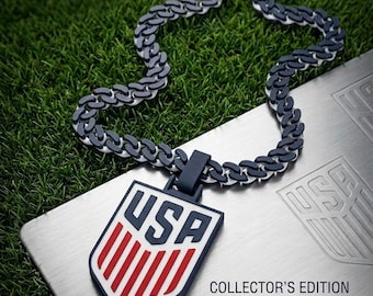 USA World Cup Soccer Pendant & Chain | 3D Printed USMNT Fan Necklace | Patriotic Gift | Collector’s Edition | Handmade Sports Jewelry