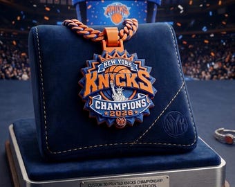 New York Knicks 2026 NBA Championship Chain Necklace, 34" PLA 3D Printed Fan Gift, NY Basketball Medallion Turnover Chain