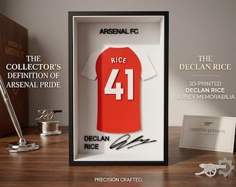 Arsenal Jersey Display • 3D Printed Saka & Rice Collectibles • Arsenal FC Gift • Football Desk Decor • Limited Edition Fan Memorabilia