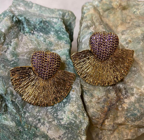 Handmade Earrings with Purple Swarovski Stones