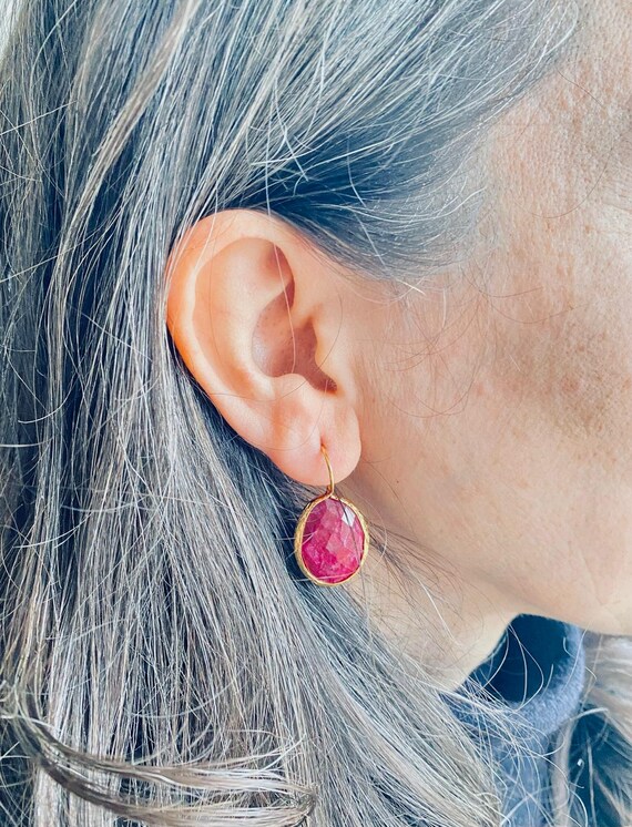 Elegant Natural Stone Earrings: Garnet Jewelry for Women, Unique Handmade Gift for Mom, Wife, Aunt