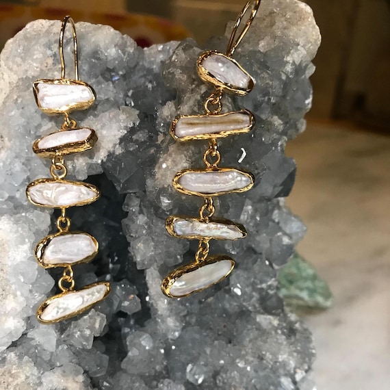 Modern Handmade Pearl Earrings: Elegant Bridal Jewelry Gift for Her, Mother's Day, Special Occasions