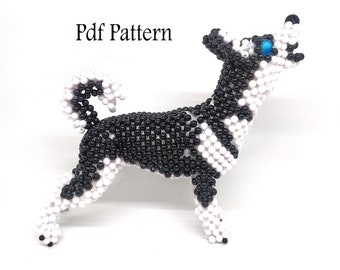 Husky Type 6 Beading Pdf Pattern, Beading animal tutorial, beading pattern