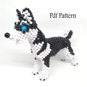 Husky Type 1 Beading Pdf Pattern, Beading animal tutorial, beading pattern