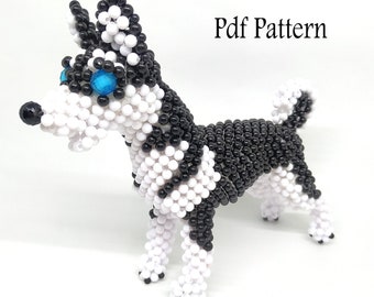 Husky Type 1 Beading Pdf Pattern, Beading animal tutorial, beading pattern
