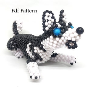 Husky Type 4 Beading Pdf Pattern, Beading animal tutorial, beading pattern