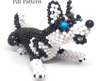 Husky Type 4 Beading Pdf Pattern, Beading animal tutorial, beading pattern