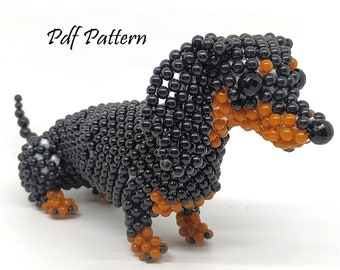 Patrón de abalorios para Dauchund tipo 2 (PDF), tutorial de abalorios de animales, patrón de abalorios, libro de abalorios