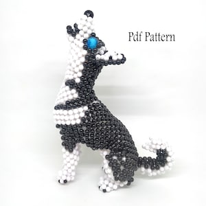Husky Type 5 Beading Pdf Pattern, Beading animal tutorial, beading pattern