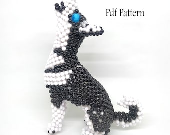 Husky Type 5 Beading Pdf Pattern, Beading animal tutorial, beading pattern