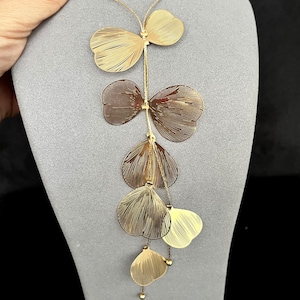 Dainty Long Gold Necklace | Gold Leaf Necklace | Large Floral Necklace | Elegant Gold Necklace | Gold Gift Necklace | Gold Bridal Necklace