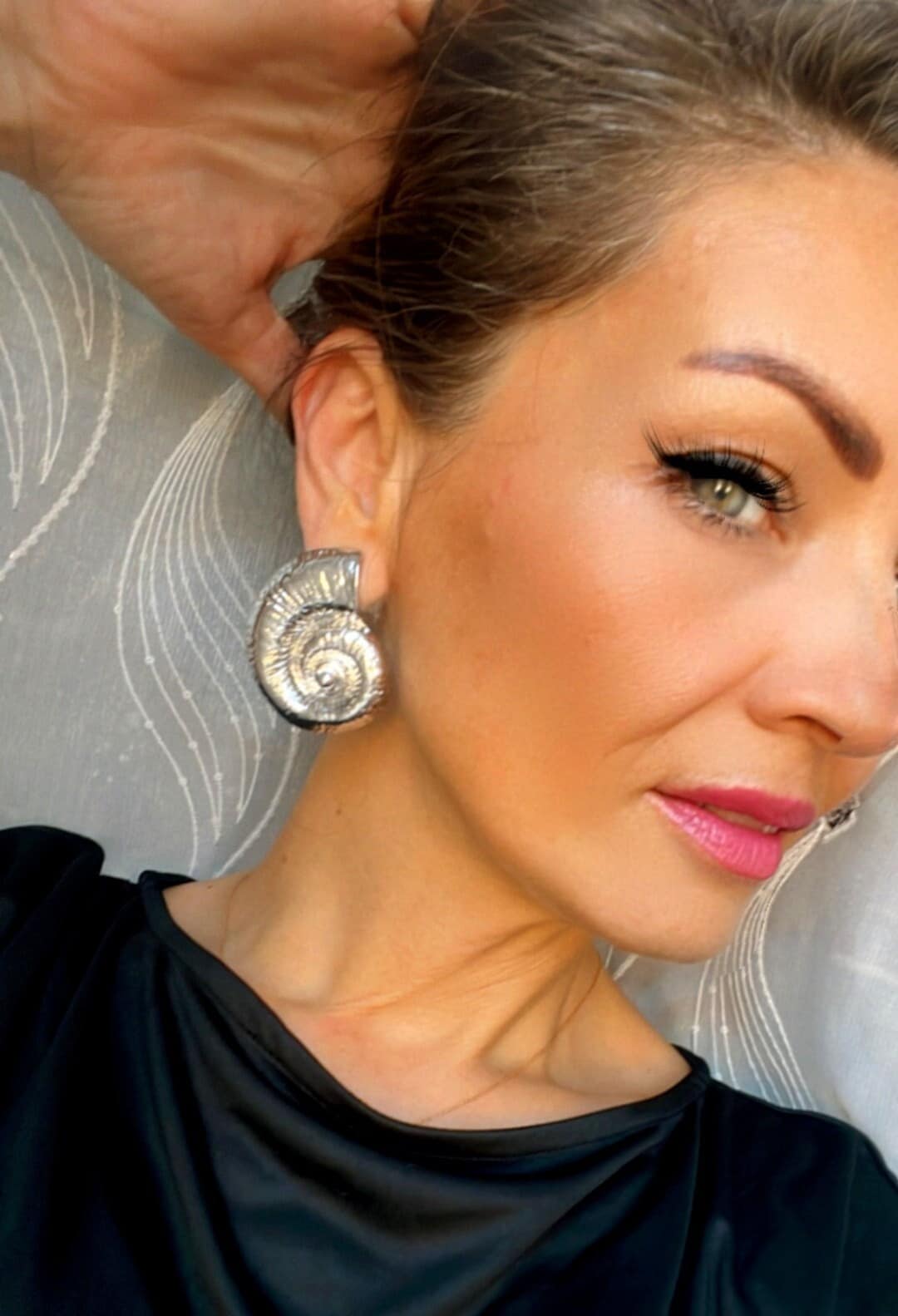 Chunky Silver Snail Earrings Big Silver Shellfish Earrings Etsy