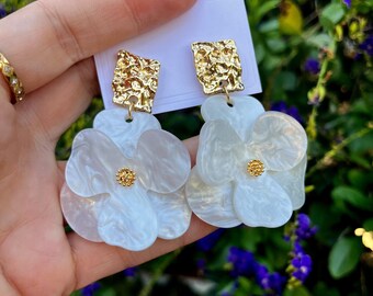Boucles d'oreilles feuilles séchées couleur verte