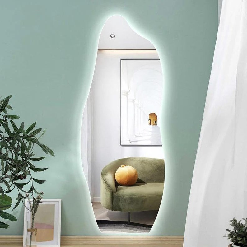 Led Lighted Full Length Mirror Wavy Full Body Mirror Etsy UK